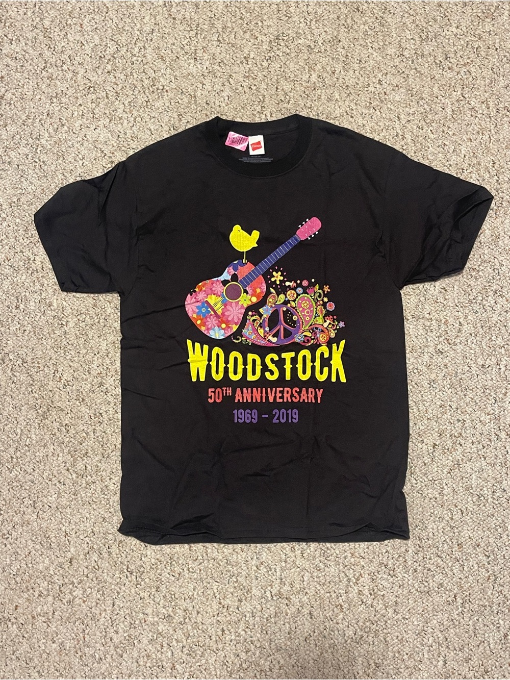 Woodstock 50th Anniversary Adult Black Graphic Tee